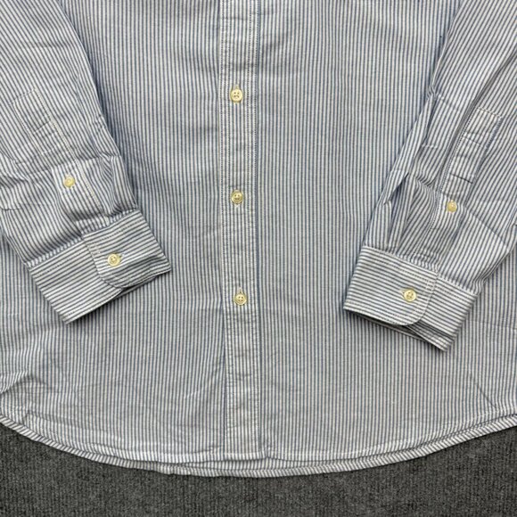 Chaps Long Sleeve Oxford Blue White Stripe Shirt Preppy Office Mens XL NEW - Picture 3 of 9